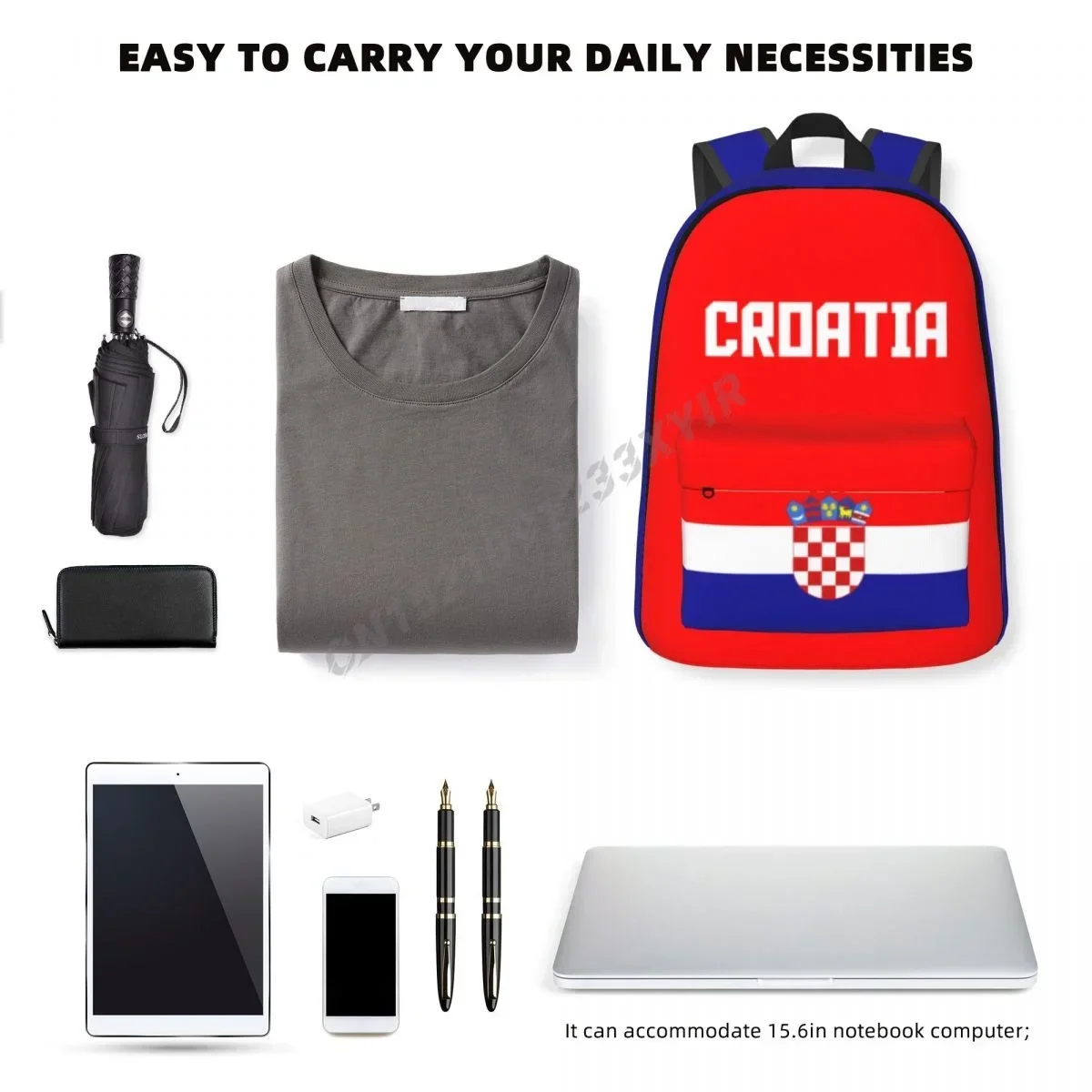 Custom Bag Unisex Backpack Croatia Flag Croatian Stitch Schoolbag Messenger Bag Case Laptop Travel Bag Mochila Gift