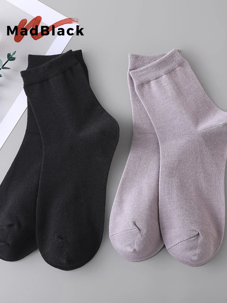 MadBlack-3PCS 55%Cashmere 42%Silk Socks, Solid ,Women Basic Soft Comfortable Knit Middle Tube Socks, 2026 Autumn New A6O650CC