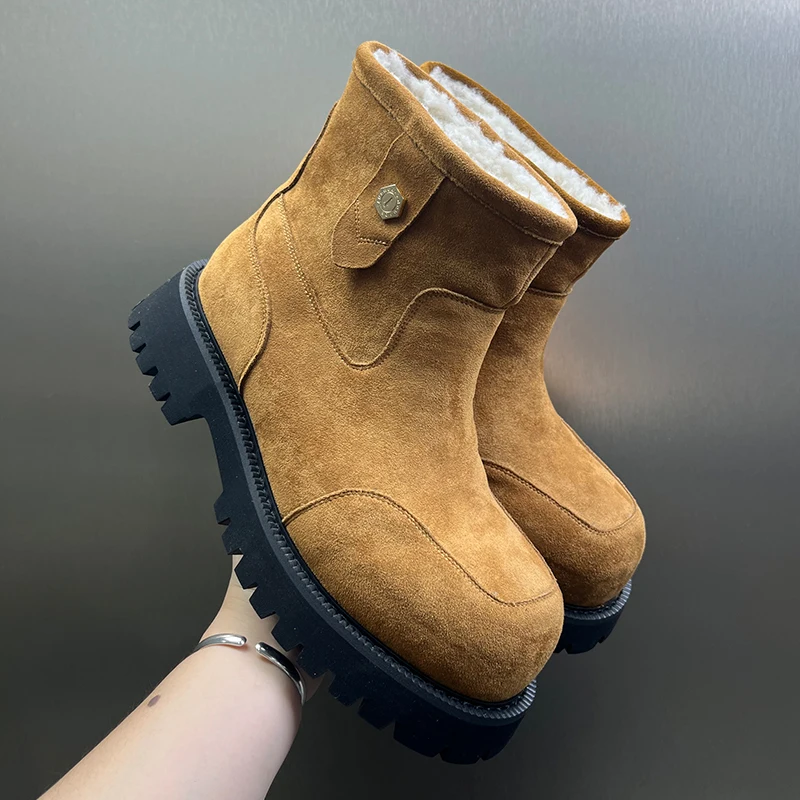 

High End Men Northeast Snow Boots Outdoor Work Clothes Cotton Shoes Thick Soled Anti Slip Warm Winter Snow Boots with Cotton