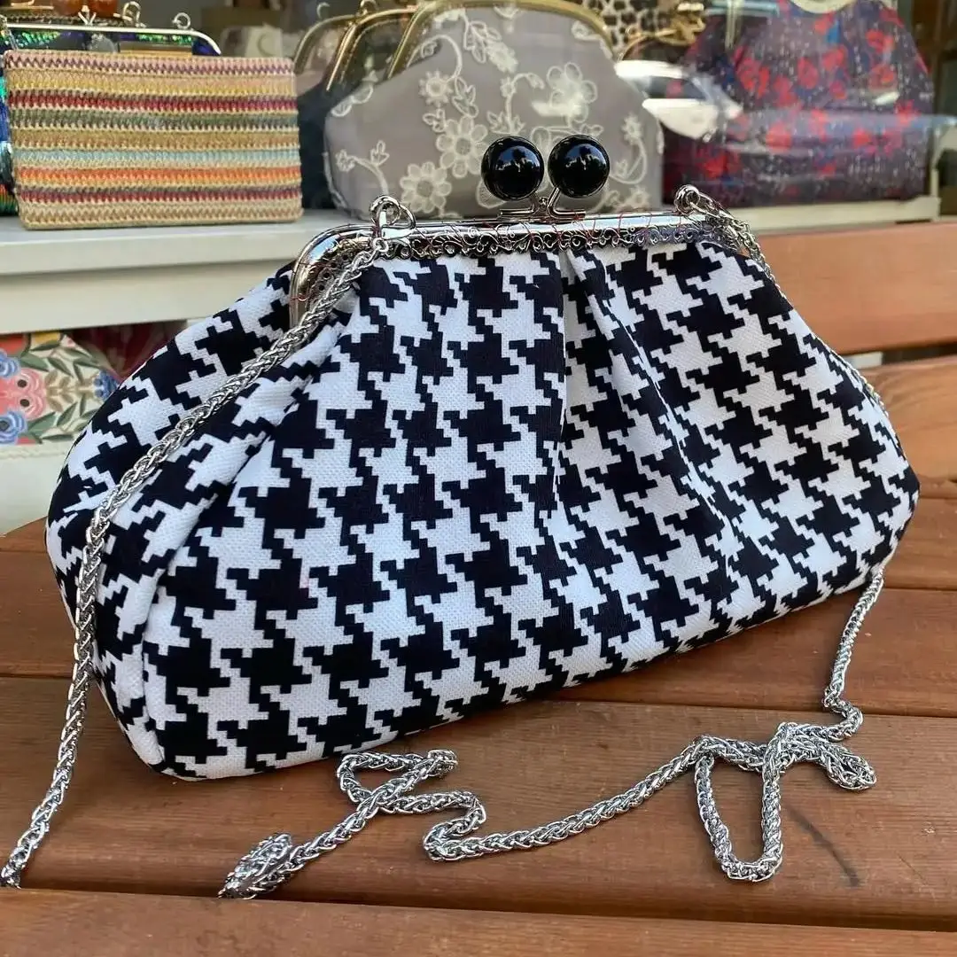 

Потерянная винтажная сумка-органайзер с узором «гусиные лапки», сумка Kisslock, ручная сумка, рождественский тканевый кошелек, сумки на плечо, рамка-клатч 35x20x10 см