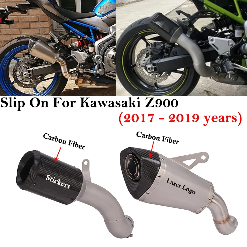 

Carbon Fiber Slip On For Kawasaki Z900 2017 - 2019 Motorcycle GP Racing Exhaust Escape System Middle Link Pipe Muffler