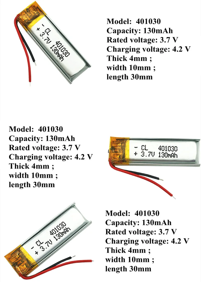 1-10szt Nowy 3,7V PL 401226 Wymienna bateria V 130 mAh do zegarka Xiaomi Mi Band 4 Band4 GPS do biegania i wspinaczki 2 przewody