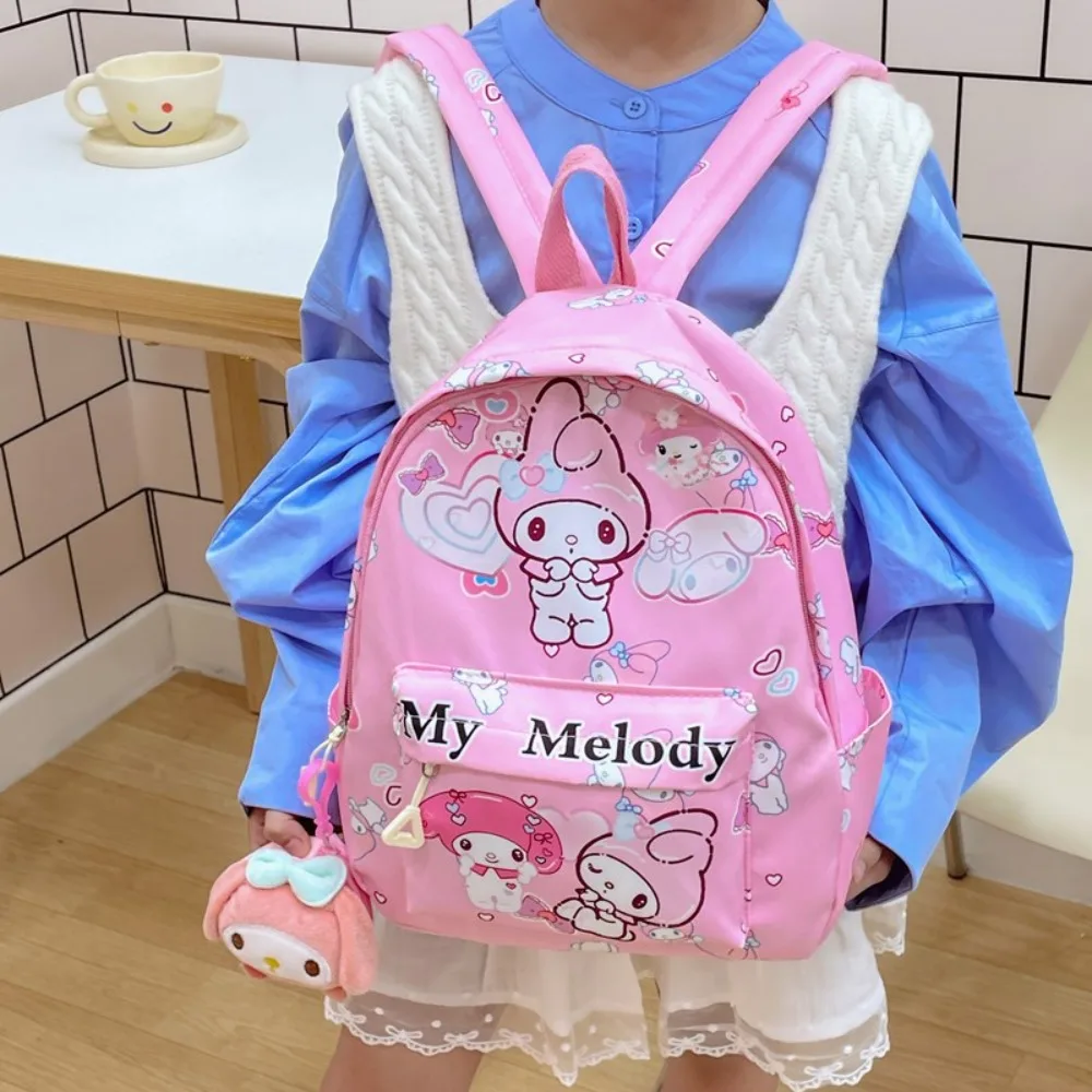 ซานริโอ คุโรมิ เฮลโล คิตตี้ มายเมโลดี้กระเป๋าเป้เด็ก กระเป๋านักเรียนอนุบาล นักเรียนประถม กระเป๋าสะพายไหล่คู่ลายการ์ตูนน่ารัก ทนต่อคราบสกปรก