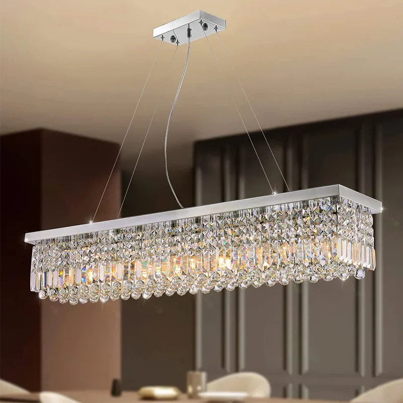 Cross-border crystal restaurant chandelier chandelier rectangular bar table household Zhongshan lamps