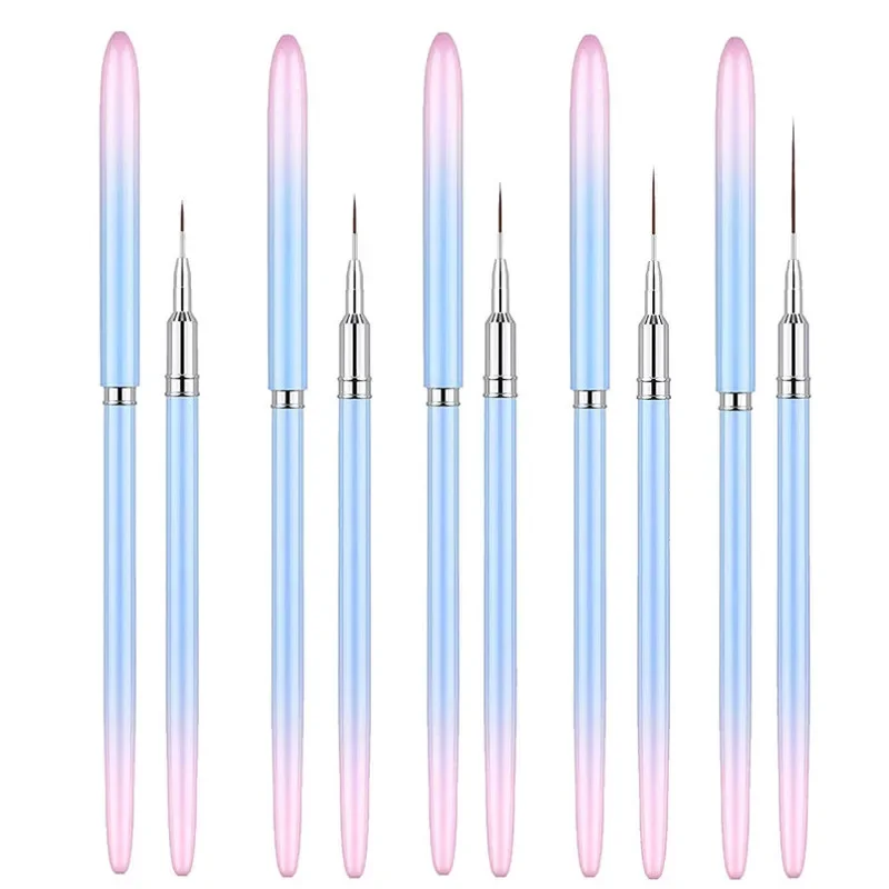 Pennelli per nail liner rosa Pennello per nail art in gel Pennello per pittura per smalto per unghie Set di pennelli per design per nail art Penna da disegno per gel