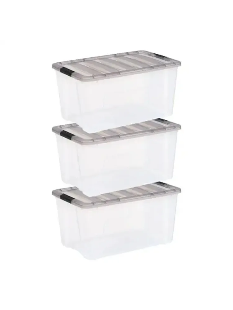 

72 Qt. Plastic Storage Bins with Lids, Stackable Storage Containers, Totes, 3 Pack