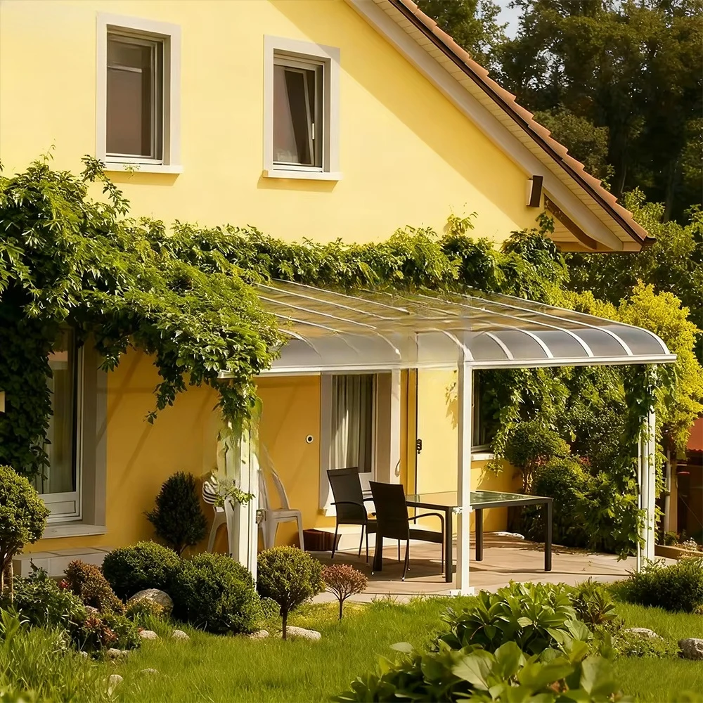 aluminum alloy flat-top awning, awning, manual durability, windproof function, architectural minimalist style, modern home