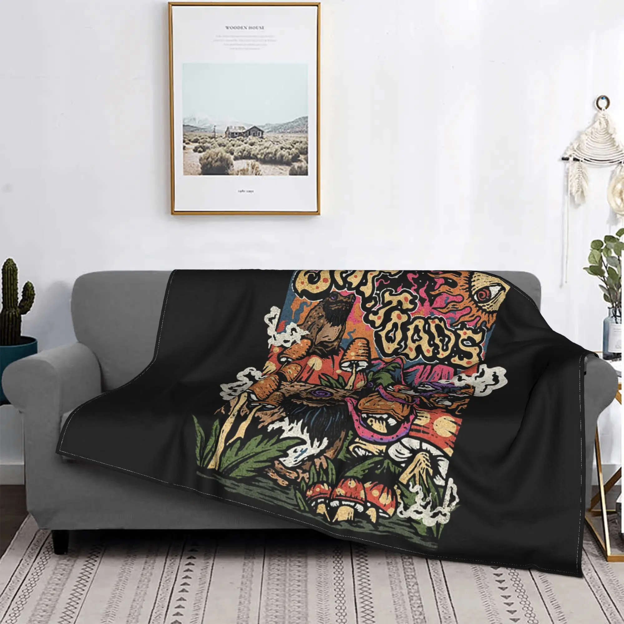 

DMT Toads Psychedelic Trippy Rave Art, Magic Mushrooms, LSD, Mckenna, Rogan Blanket Fleece Throw Blanket for Couch Bedding Quilt