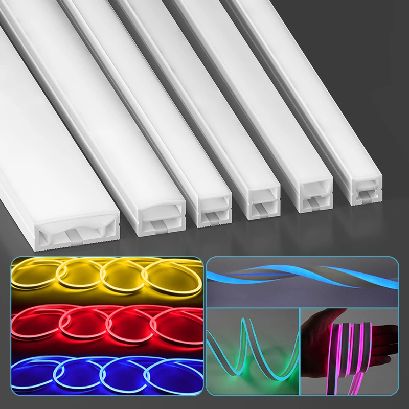 Pop Integrated Silicone LED Channel Cover Flexible Waterproof Light Strip Diffuser Profile Cabinet Kitchen Wardrobe Outdoor Ligh