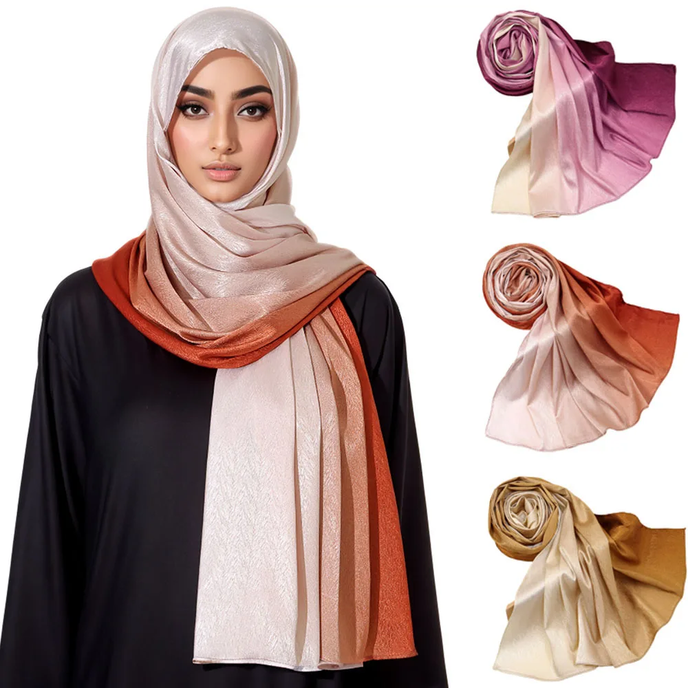 70*170cm moda donna Hijab foulard sciarpa di seta di raso lungo scialle musulmano pianura morbido turbante cravatta avvolge la testa donne Africa fascia