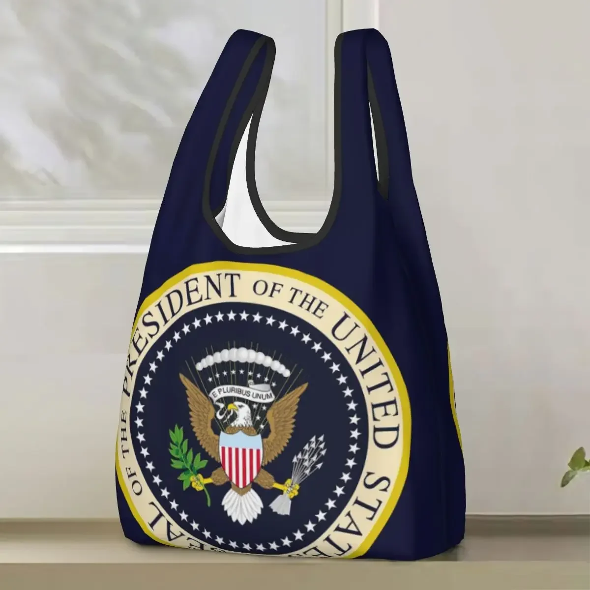 Seal Of The President Of The United States Us Usa Shopping Bag Portable Tote Bags Reusable Shoulder Shopper Bag Grocery Handbag