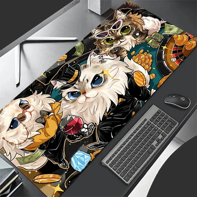 Leather Mouse Pad Larger  900x450 Speed Mini Pc Computer Keyboard Pads Fairy Tale Cat Desk Mat Gaming Accessories Home Mousepad