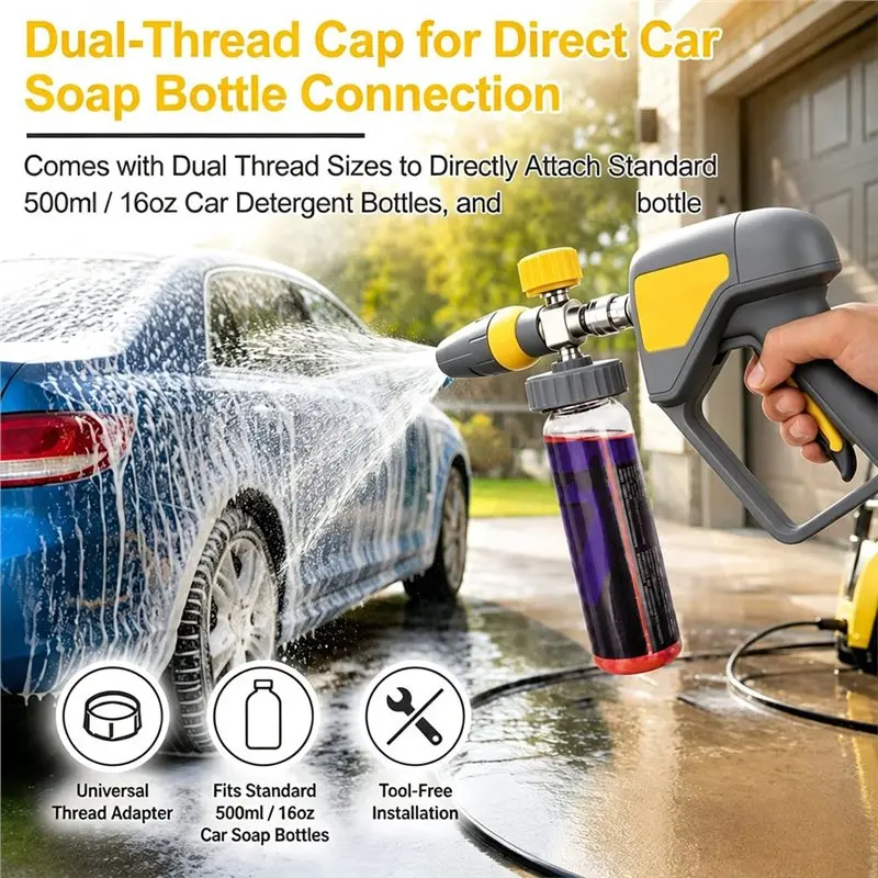 Foam Cannon Premium Generator Heavy Duty Design, Snow Foam Soap With 1/4
