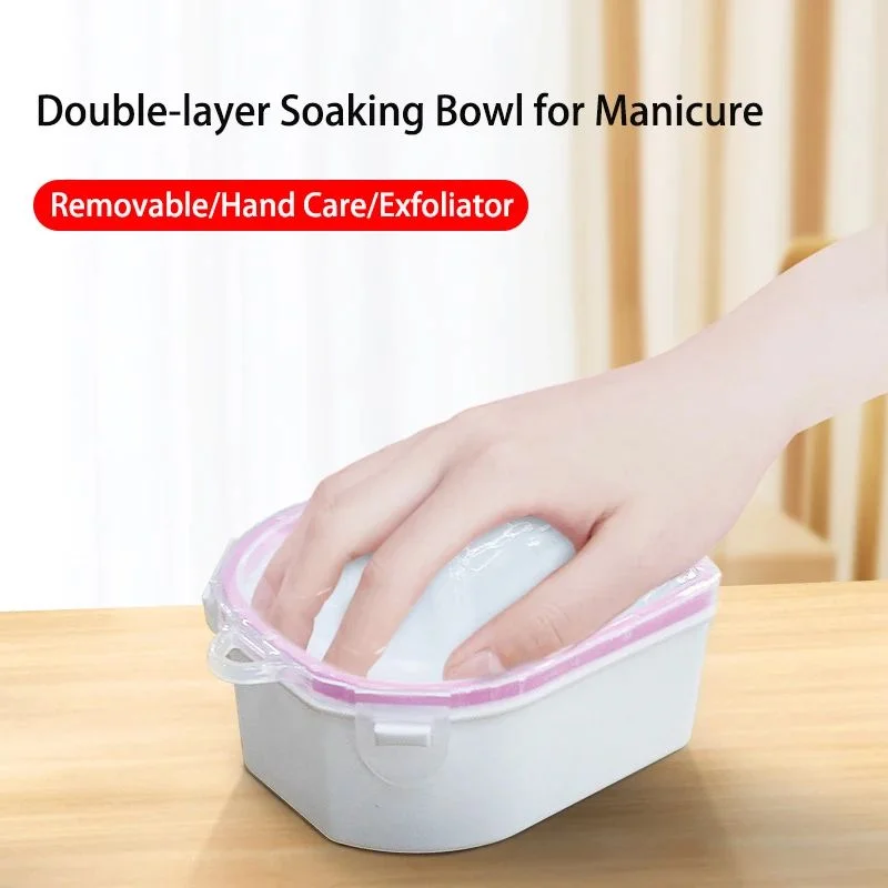 

1pcs Double Layer Soaking Bowl for Manicure Softened Dead Skin Hand Bowls Plastic Nail Polish Remover Cleaning Tools Soak Bowl