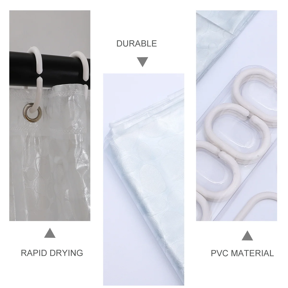 

1Pcs Anti Mold Waterproof Shower Curtain PVC Bath Curtain 180x180cm Rust Resistant Metal Grommets Cobblestone Pattern Household