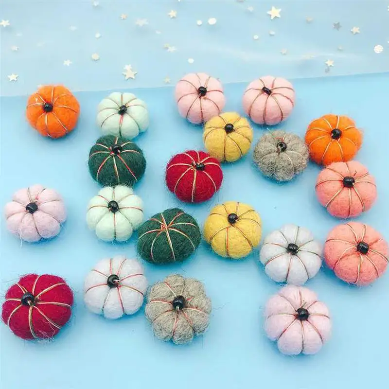 12Pcs Felt Pumpkin Ornaments Felt Foams Ball Craft Project Supplies Autumn Felt Pumpkin Decor Wool Felt Poker Pumpkin Ball