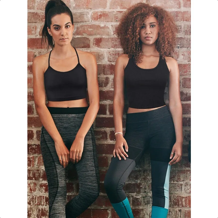 여성용 크롭 탑 4개 기본 운동 탑 스파게티 스트랩 탱크 탑 슬리브 레이서 백 캐미 스포츠 체육관용