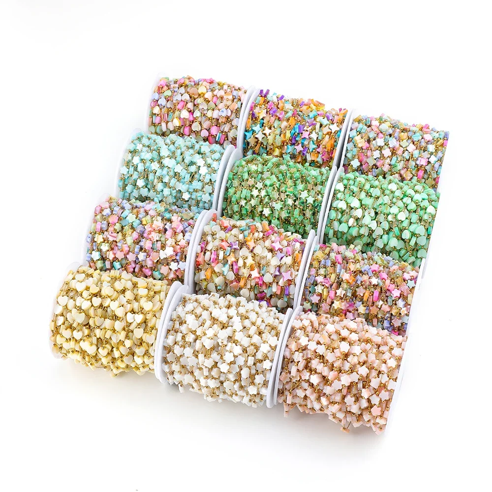 

1 Meter Stainless Steel Bohemia Flower Star Shell Chains for DIY Jewelry Findings Earring Necklace Bracelet Making Material Bulk