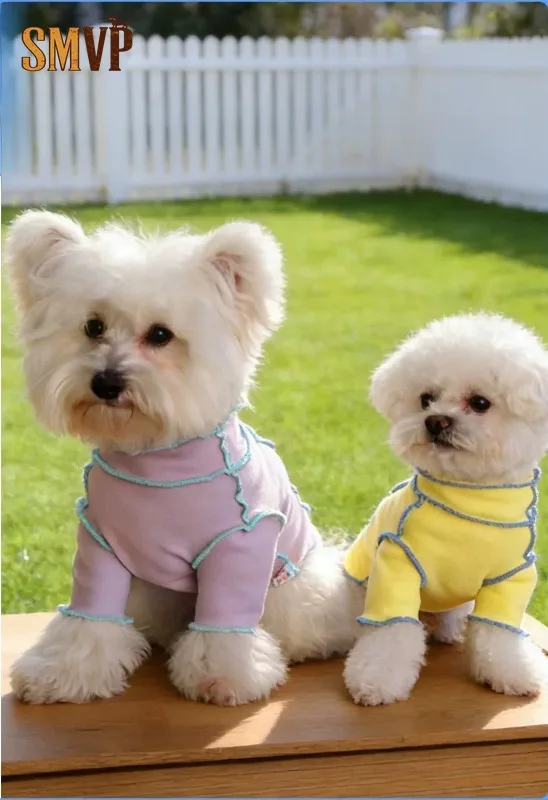 

Весенне-летняя дышащая мягкая одежда для домашних животных с контрастным кружевом: для прогулок и дома, для котят и маленьких собак