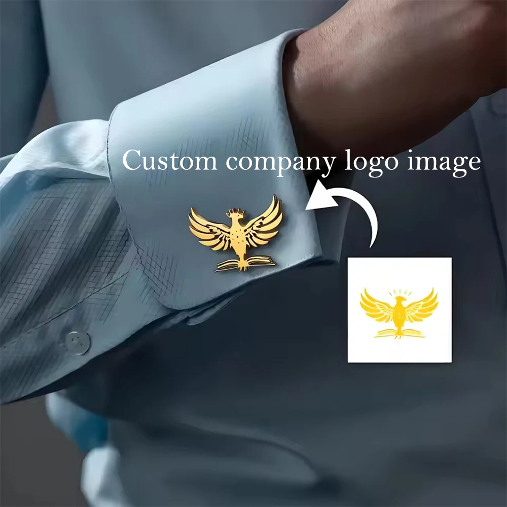 

Custom Any Company Logo Image Cufflinks For Men Personalization Stainless Steel Jewelry Cuff Button Clip Gentleman Wedding Gift