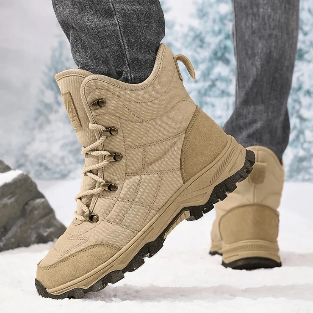 

New Winter Men's Snow Boots Outdoor Warm Plush Men's Non-Slip Boots Comfortable Warm Hiking Ankle Boots High Top Street Boots