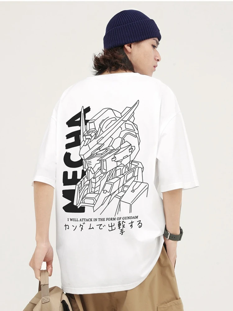 2026 New Line Gundam Robot Print T-Shirt Kurzarm-T-Shirt Herren- und Damen-T-Shirt Fitness Herren-T-Shirt