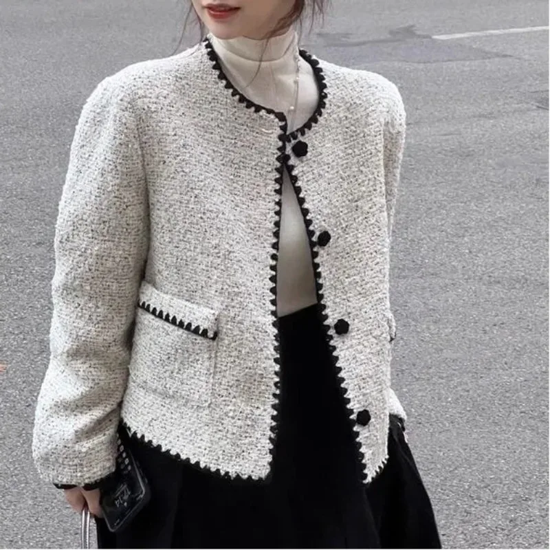 

Женское французское короткое пальто, весна-осень, новый стиль, модный элитный элегантный минималистичный свободный топ, кардиган