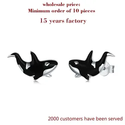 925 Sterling Silver Ocean Orca Killer Whale Cute Animal Stud Earrings Jewelry Birthday Christmas Gifts for Women Teen Girls