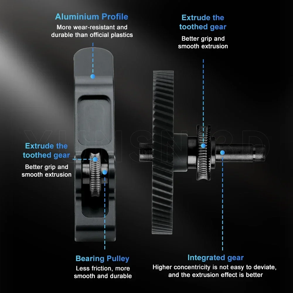 Extruder Gear Kit for Bambu Lab A1 Mini 3d Printer Nanocoated Hardened Steel Extrusion Head Gear 3D Printer Accessorie Parts