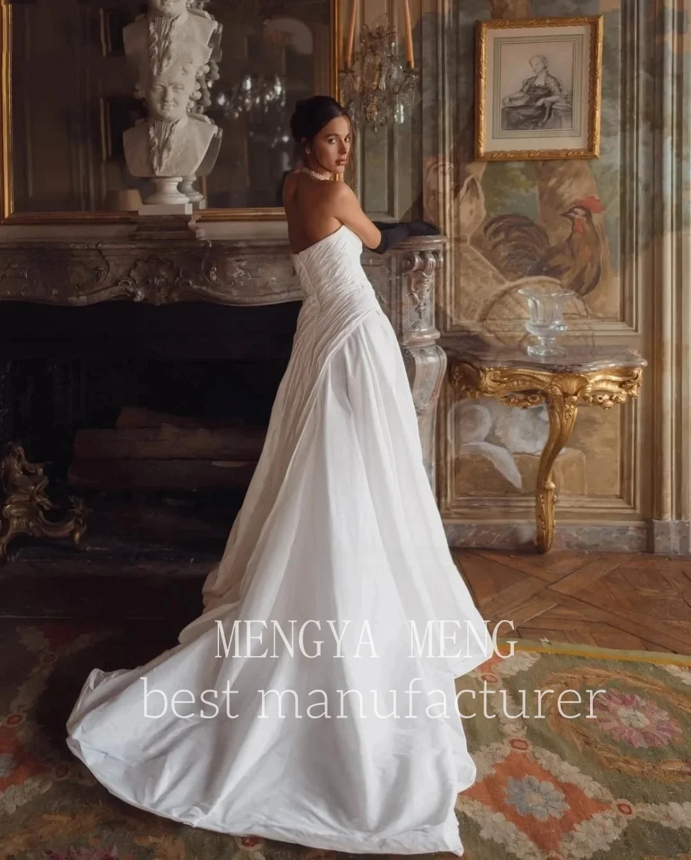 ZHUISHU Edle Grand Einfache Liebsten Satin Hochzeit Kleid Voller Rock Lange Brautkleid Angepasst Vestido De Novia Gericht Zug