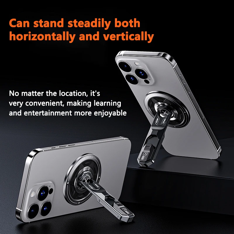 Soporte magnético ajustable para teléfono, con diseño abatible y función anticaídas, compatible con MagSafe, ideal como soporte auxiliar para grabar vídeos con el teléfono móvil, portátil.