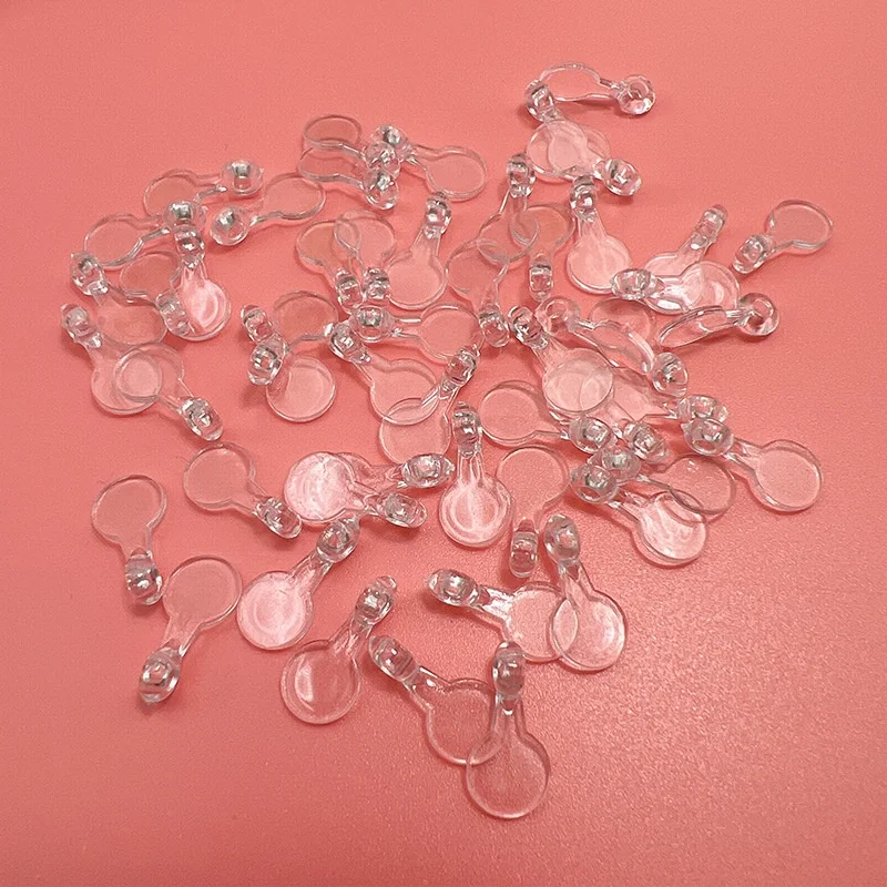 100PCS Plastic Clear DIY Charm Hooks for Cabochons, Jewelry Bails, Handmade Crafting Supplies-8X16mm