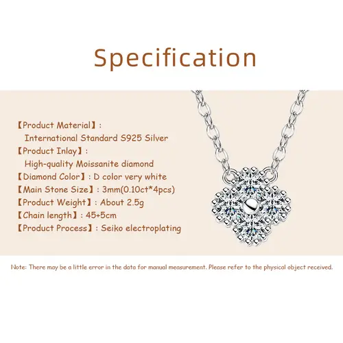 OXTAO Certified Moissanite Lucky Four-leaf Necklaces Earrings Bracelet for Women 100% S925 Silver Jewelry Accessory Sets - Image 15