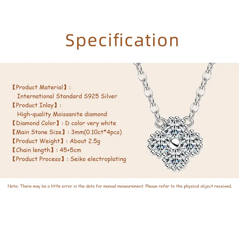 OXTAO Certified Moissanite Lucky Four-leaf Necklaces Earrings Bracelet for Women 100% S925 Silver Jewelry Accessory Sets - Image 15
