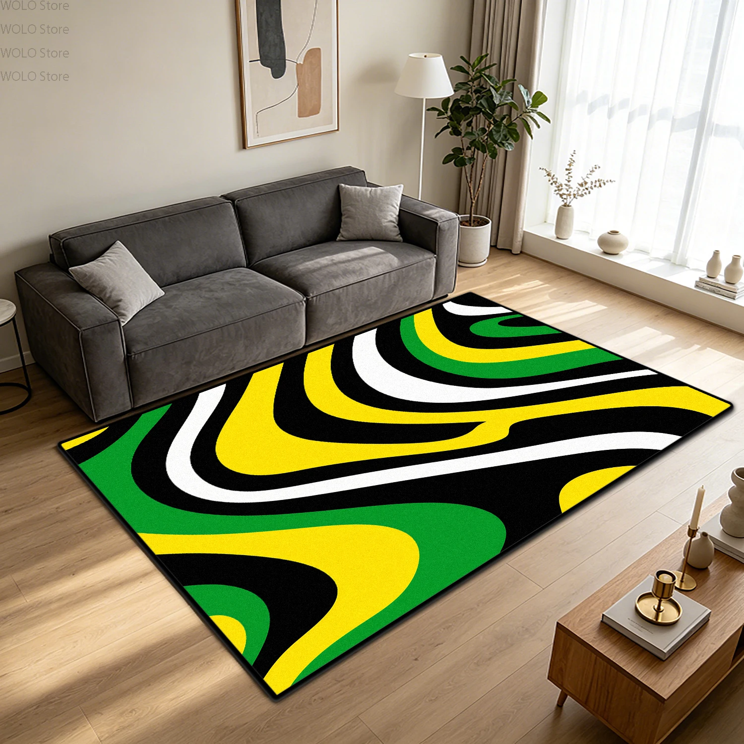 Retro abstract groen geel zwar - Retro Gaming Rug recensie en prijs