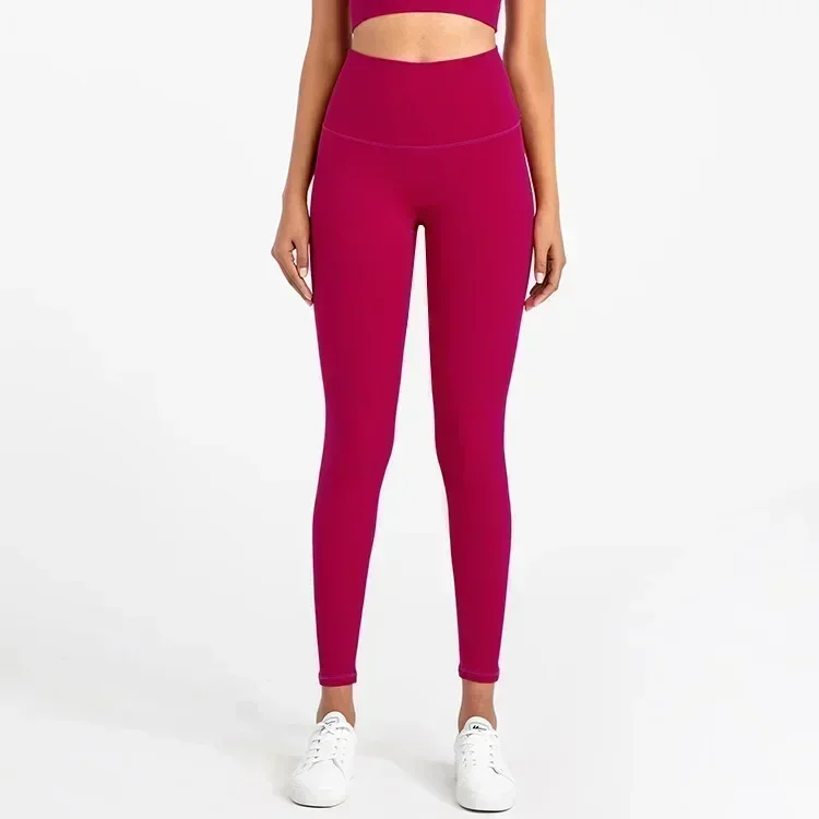 Limão-calças de cintura alta ultra macias para mulheres, 25 '', estiramento, nylon, leggings de ginástica, calças justas esportivas, sem costura frontal