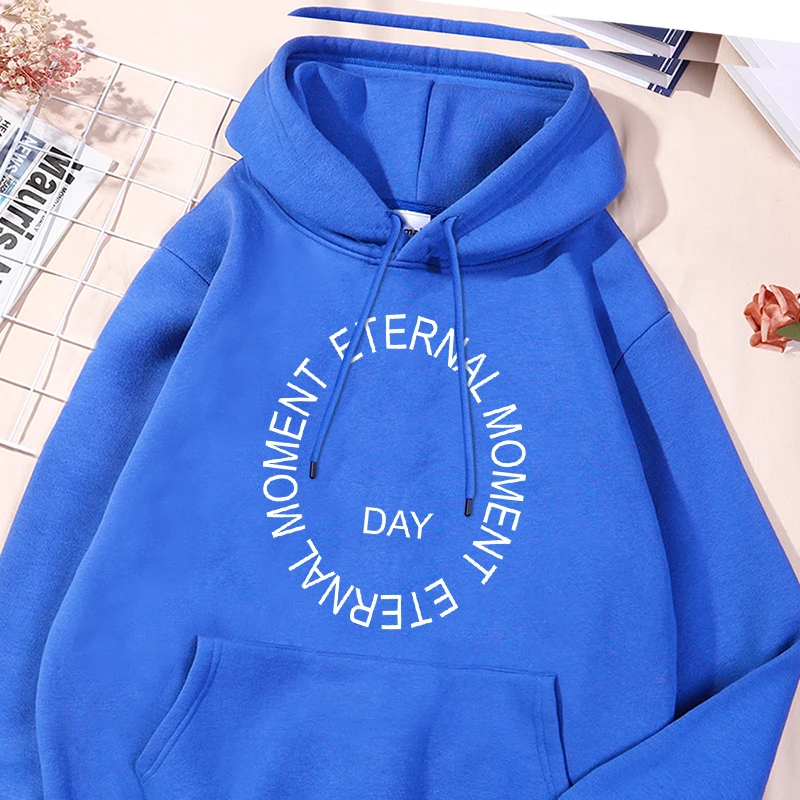 Eternal Moment Printed Hoodies Man Oversize Fleece Hoodie Harajuku Casual Versatile Hoody Fashion Loose Comfortable Clothing