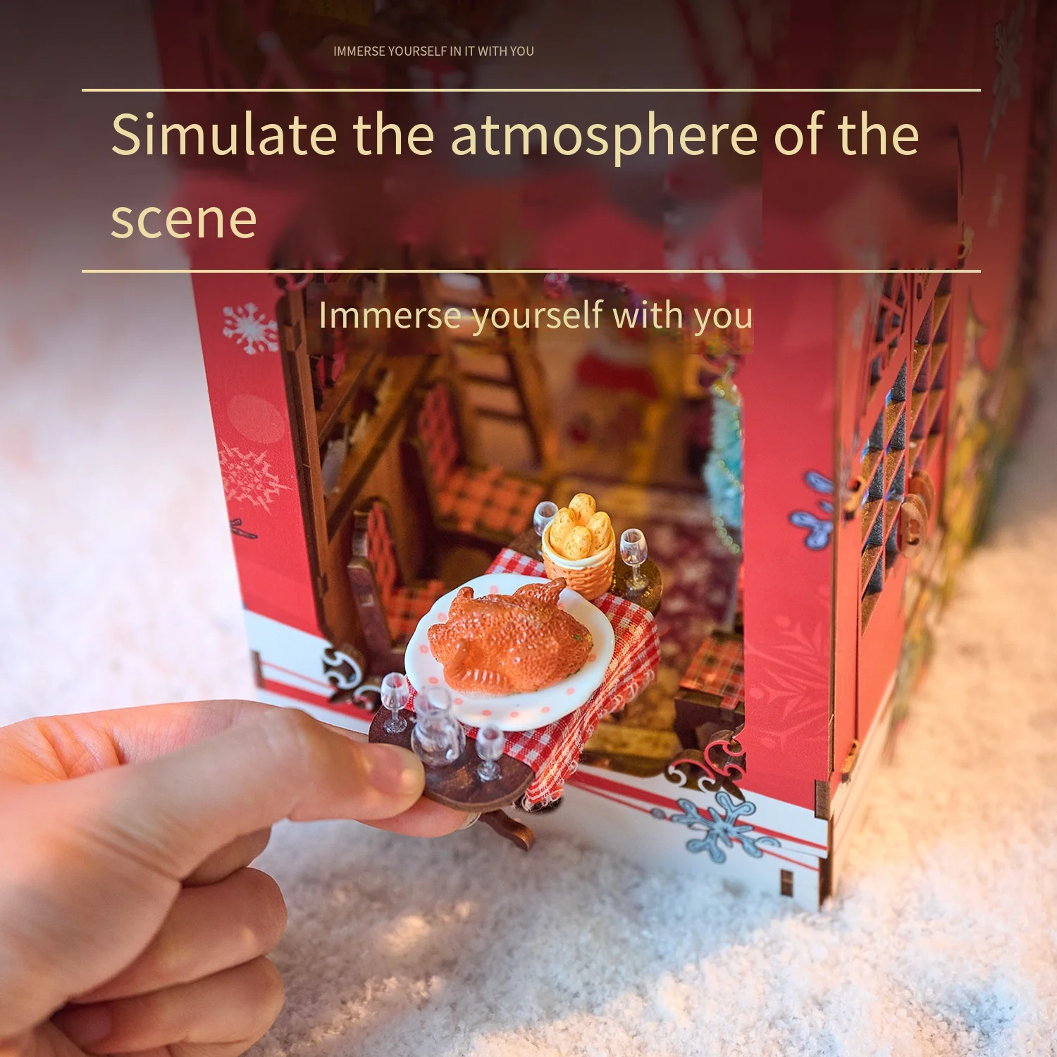 DIY بها بنفسك ليلة الثلج الاحتفال كتاب الزاوية ثلاثية الأبعاد لغز خشبي مصغرة منزل نموذج LED أضواء الجمعية لعبة هدية لعيد الميلاد عيد ميلاد #4