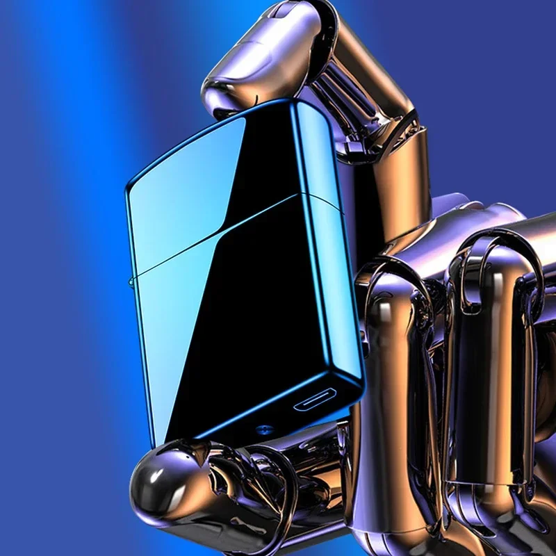 ولاعة معدنية كهربائية مقاومة للرياح بقوس مزدوج ولاعة بلازما عديمة اللهب قابلة لإعادة الشحن USB وشاشة عرض طاقة LED ولاعات مستشعر باللمس #5