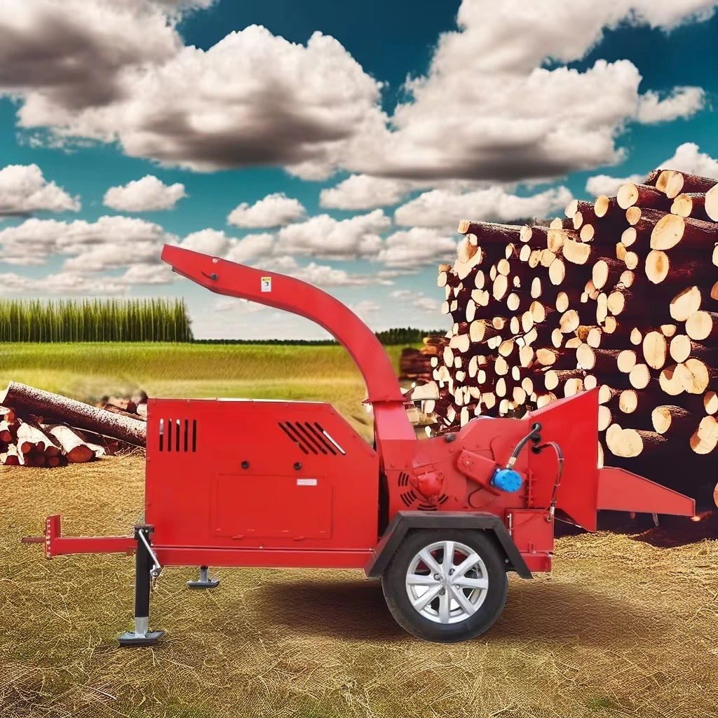 Industrial Branch Crusher Mobile 38.8HP Powered Wood Chipper Professional Wood Grinder