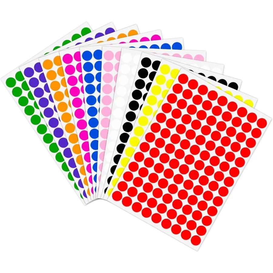 

2340 шт. цветные точечные перемешивания 1 2 дюйма цветные круглые перемешивания цветные кодирующие этикетки разноцветные