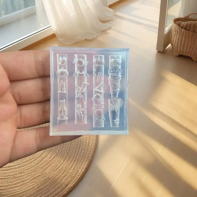 Moule à ongles 3D en Silicone pour Halloween, citrouille, crâne, chauve-souris, fantôme, toile d'araignée, modèles d'ongles, outils de conception de manucure, décoration Nail Art à faire soi-même