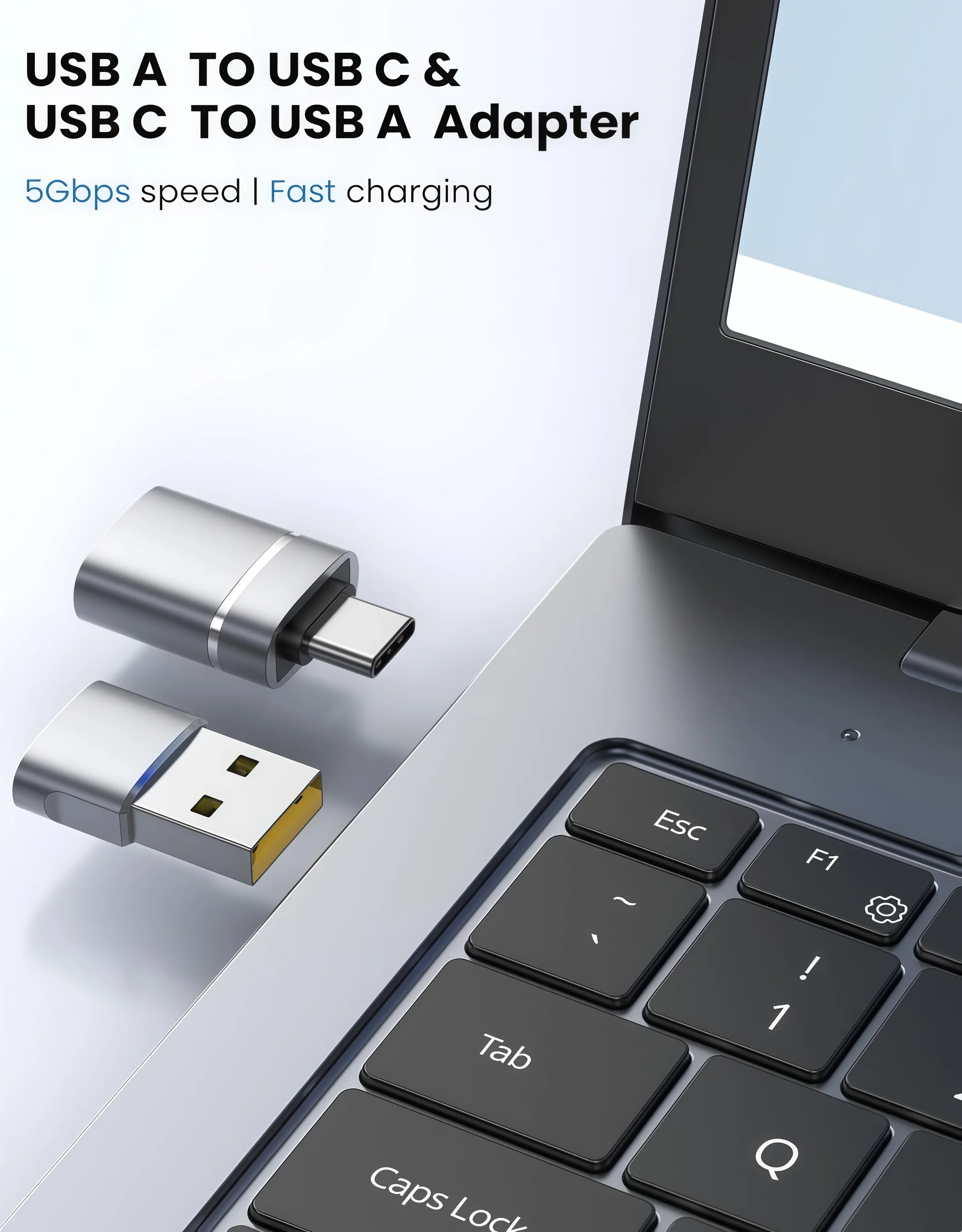 USB to USB C Adapter & USBA to USBC Adapter Combo 10-Pack Set, USB Adapter Kit Compatible