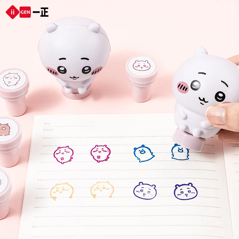 Iigen Chiikawa Cute Cartoon Replaceable Stamp Hand Account Seal Portable Diy Scrapbook Decor Stamp For Students Art Craft