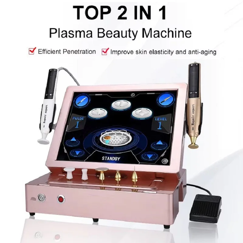 Stylo plasma à l'ozone 2 en 1, dispositif anti-âge pour le lifting du visage, soins de la peau à l'ozone, machine à plasma pour l'élimination des marques, machine de thérapie de l'acné