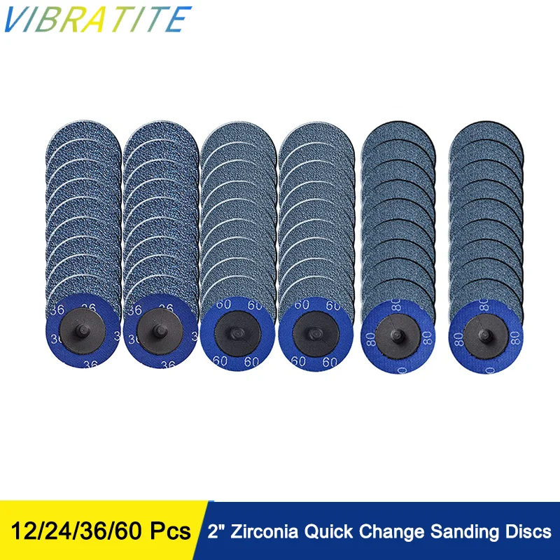 2 Inch Zirconia Roll Lock Sanding Disc Quick Change Abrasive Disc 36/60/80/120 Grits for Metal Weld Rust Paint Removal Polishing