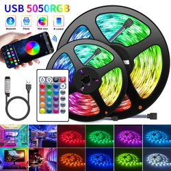 Luz LED Flexível com USB, Bluetooth, Controle APP, Sincronização de Música, Mudança de Cor, Decorativa, 5V, 5050RGB