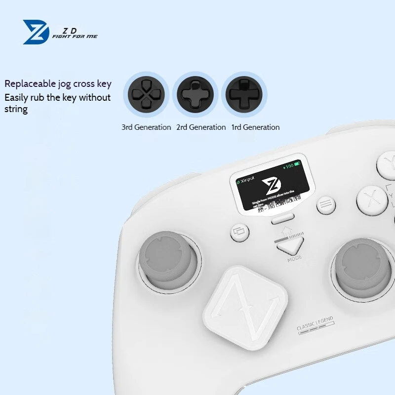 Wireless Game Controller with LCD Screen and Hall Effect Triggers