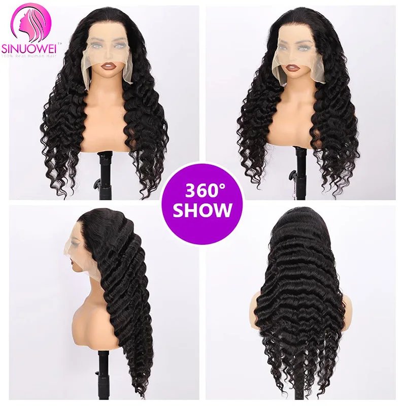 13x6 Loose Deep Wave Lace Front Wigs Human Hair Transparent Lace Front Wigs 200% Density Deep Wave Lace Frontal Wigs Pre Plucked image 2
