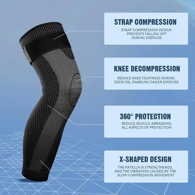 2PCS Full Leg Sleeves Compression Long Knee Sleeve Protector for Arthritis Varicose Veins Swelling Basketball Cycling Football